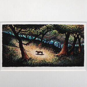 “RECOIL” LONE WOLF IN FOREST OF TREES FRAMED ARTIST PROOF SIGNED ART PRINT